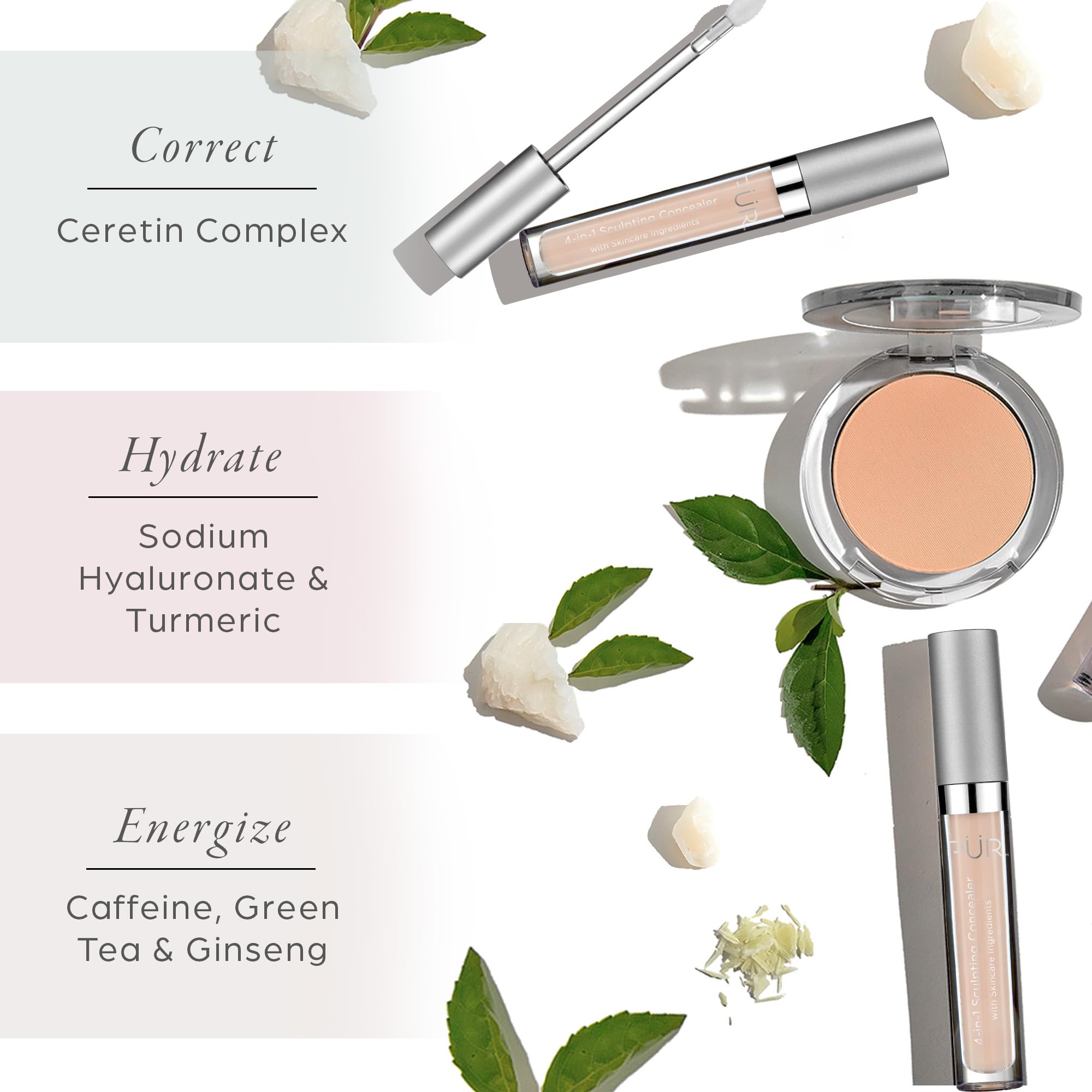 PÜR MINERALS PUR Beauty 4-in-1 Sculpting Concealer for Women - Conceals, Brightens, Plumps & Corrects - Hydrating & Moisturizing Makeup Concealer with Medium to Full Coverage for Dark Circles