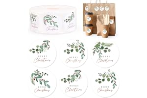 Whaline 1000 Pcs Merry Christmas Stickers Roll Xmas Holly Berry Mistletoe Self-Adhesive Seal Decals for Scrapbook Journal Env