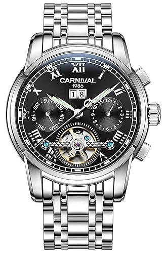 Carnival Men's Tourbillon Automatic Mechanical Watch Stainless