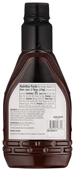 AMAZON BRAND – HAPPY BELLY HICKORY SMOKED BBQ SAUCE, 1.12 POUND (PACK OF 1)