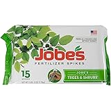 Jobe’s Tree Fertilizer Spikes, 16-4-4 Time Release Fertilizer for All Shrubs & Trees, 15 Spikes per Package