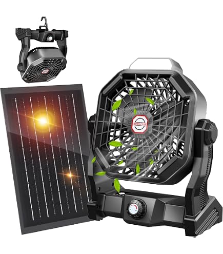 Ventilateur de camping portable avec lanterne LED - 40 heures d