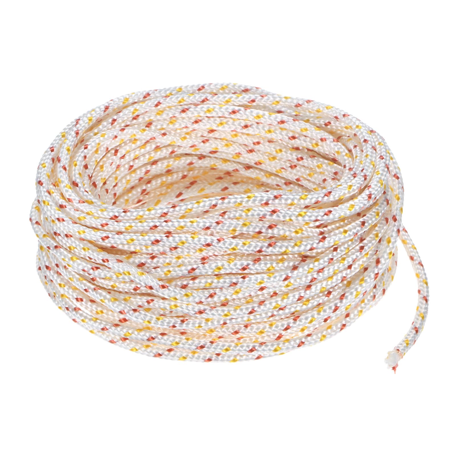 M METERXITY Recoil Starter Rope Pull Cord 3mm 10m Pull Starter Rope Nylon Pull Cord Pull Starter Rope for Mower/Chainsaw/Trimmer/Brush Cutter [White Red Yellow]