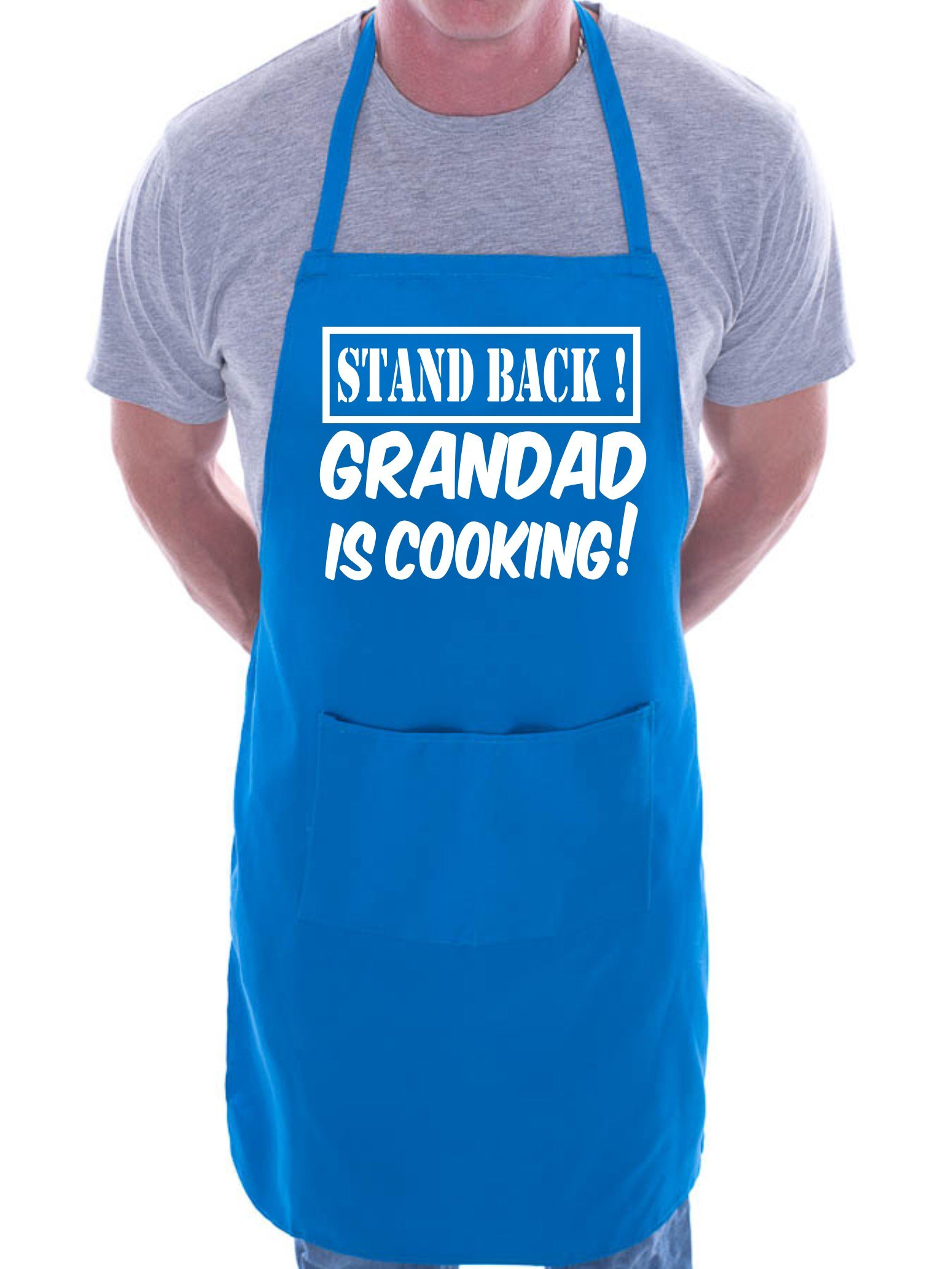 Print4U Stand Back Grandad Is Cooking Fathers Day BBQ Novelty Apron Blue