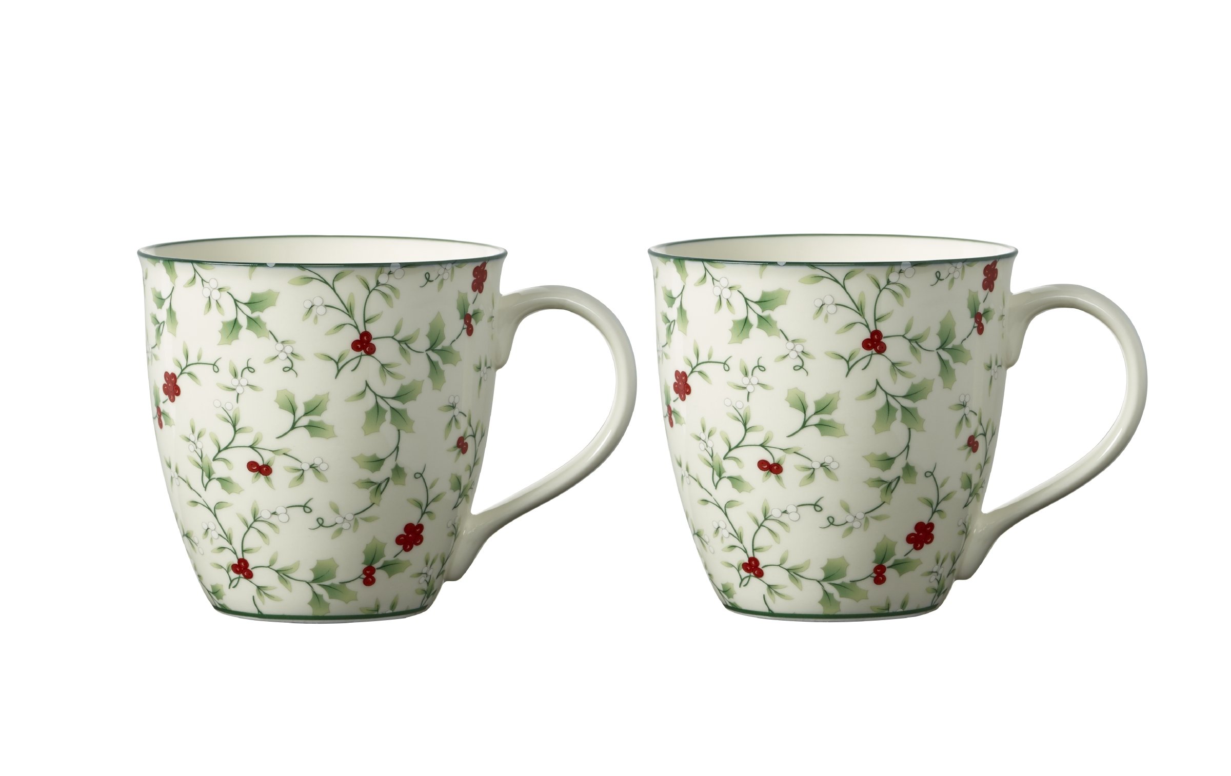 Pfaltzgraff Winterberry Holiday Porcelain Mugs, 2 Count (Pack of 1), Multicolor, 20 fluid ounces
