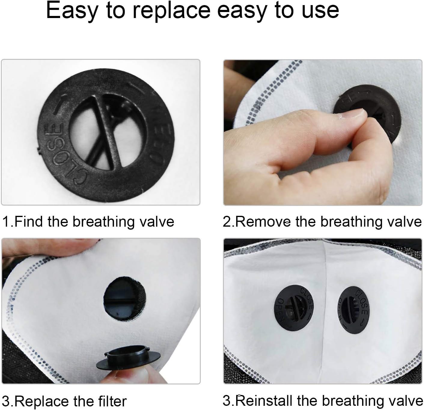 MDSTOP 2 Pcs Dust Filter Upgrade Activated Carbon Filter Windproof Foggy Haze Dust Filter Motorcycle Bicycle Cycling Ski Half Face Filter for Outdoor Activities (Black) : Sports & Outdoors