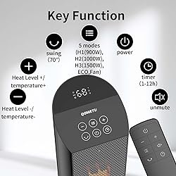 QOWETU Space Heater for Indoor Use with Remote