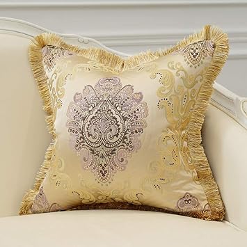 Avigers Luxury Decorative European Throw Pillow Covers 24 X 24 Inch Soft Floral Embroidered Cushion Covers With Tassels For Couch Bedroom Car 60 X 60