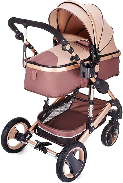 Vevor Luxe Poussette De Bebe Landau Dore Pliable Avec Pram Moustiquaire Poussettes Et Landaus Bebe Puericulture Zwembaddebeemd Nl