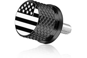 GUAIMI Stainless Knurled Fender Seat Bolt Screw 1/4"-20 Thread Compatible with Harley 1996-2023 Sportster Dyna Softail Touring CVO - American Flag - Black