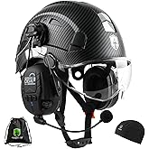 GREEN DEVIL Safety Helmet Hard Hat with Visor and Bluettoth Ear Muffs Vented Work Helmet for Men and Women ANSI Z89.1 Approved Hardhat Ideal for Industrial & Construction