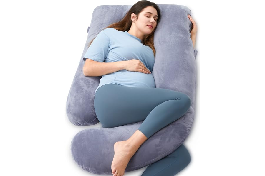 Momcozy Pregnancy Pillows for Sleeping, U Shaped Full Body Maternity Pillow with Removable Cover - Support for Back, Legs, Be