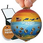 Collectible Santa's Dolphin Sled Ornament Hand-Painted Glass with Gift Box