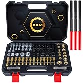 AKM 61Pcs Thread Restorer Kit, Rethread Repair Tool, UNC UNF &amp; MetricThread Chaser Set with Thread Pitch Gauge