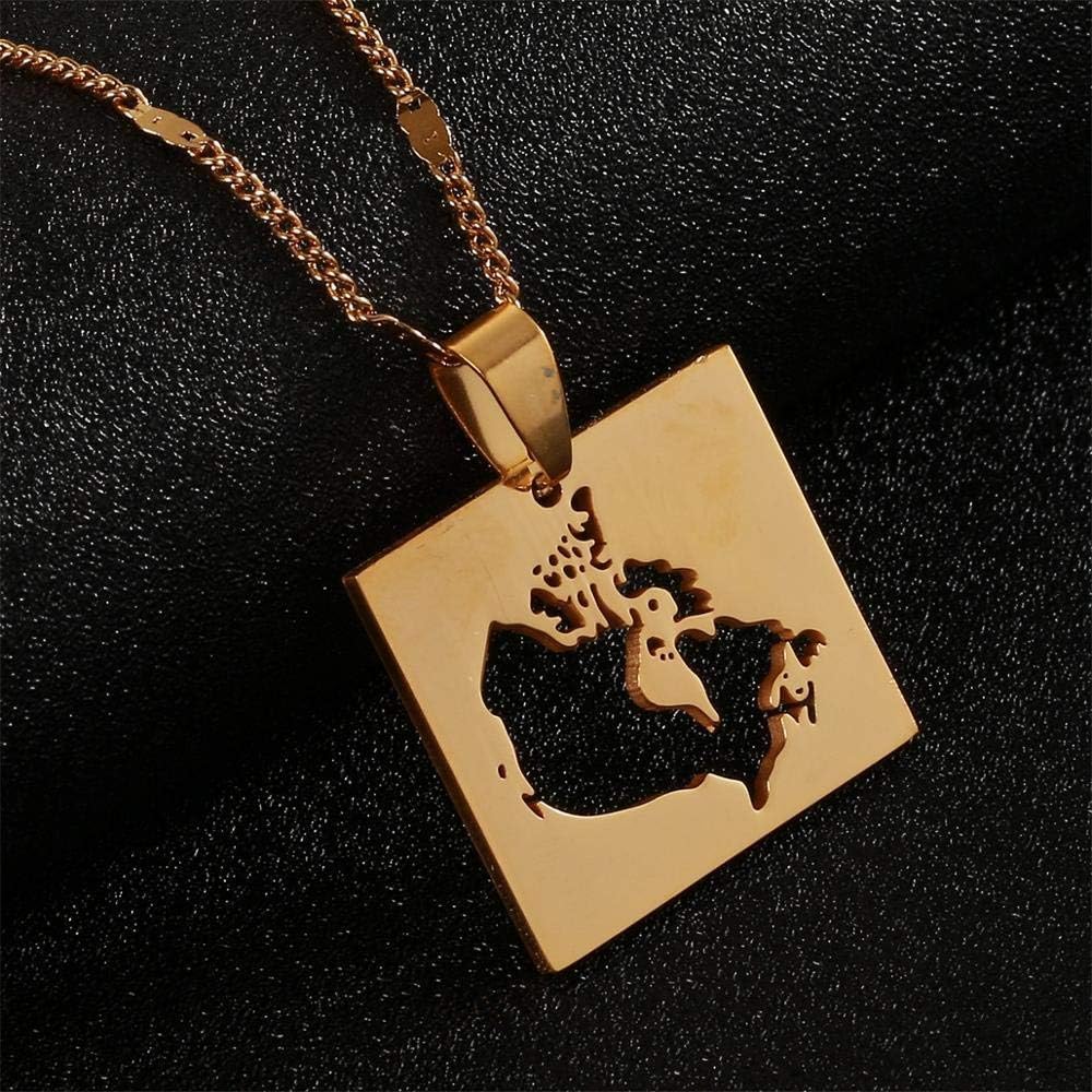 PRJC Stainless Steel Canada Map Pendant Necklaces Country