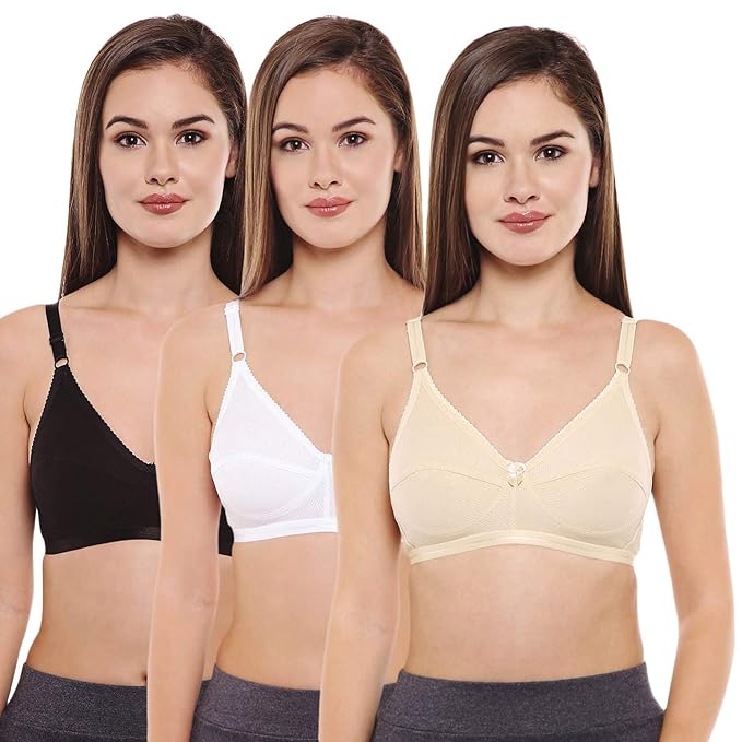 Buy BODYCARE Women's Cotton NonWired Bra (Pack of 3) at Amazon.in