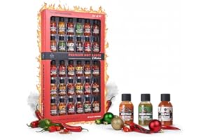 KIRI & SONS Hot Sauce Gift Set of 30 – Master Collection Variety Sampler Box, Assorted Gourmet Flavors, Spicy Chili Pepper Pack for Cooking, Grilling & Dipping | Heat Challenge Gift for Men, Food & Spice Lovers