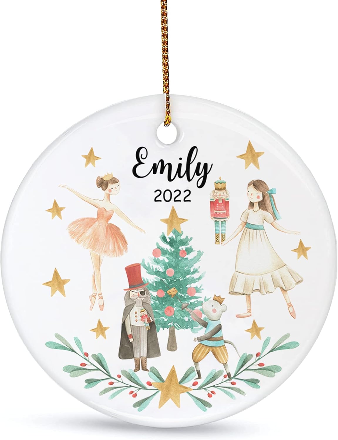 Nutcrackers - Personalized Nutcracker Ceramic Ornament - Custom Kid's Name Nutcracker Ballet Ornament, Cute Nutcracker Christmas Decorations (01)