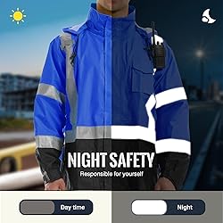 SKSAFETY Hi Vis Reflective Work Rain Jacket for Men
