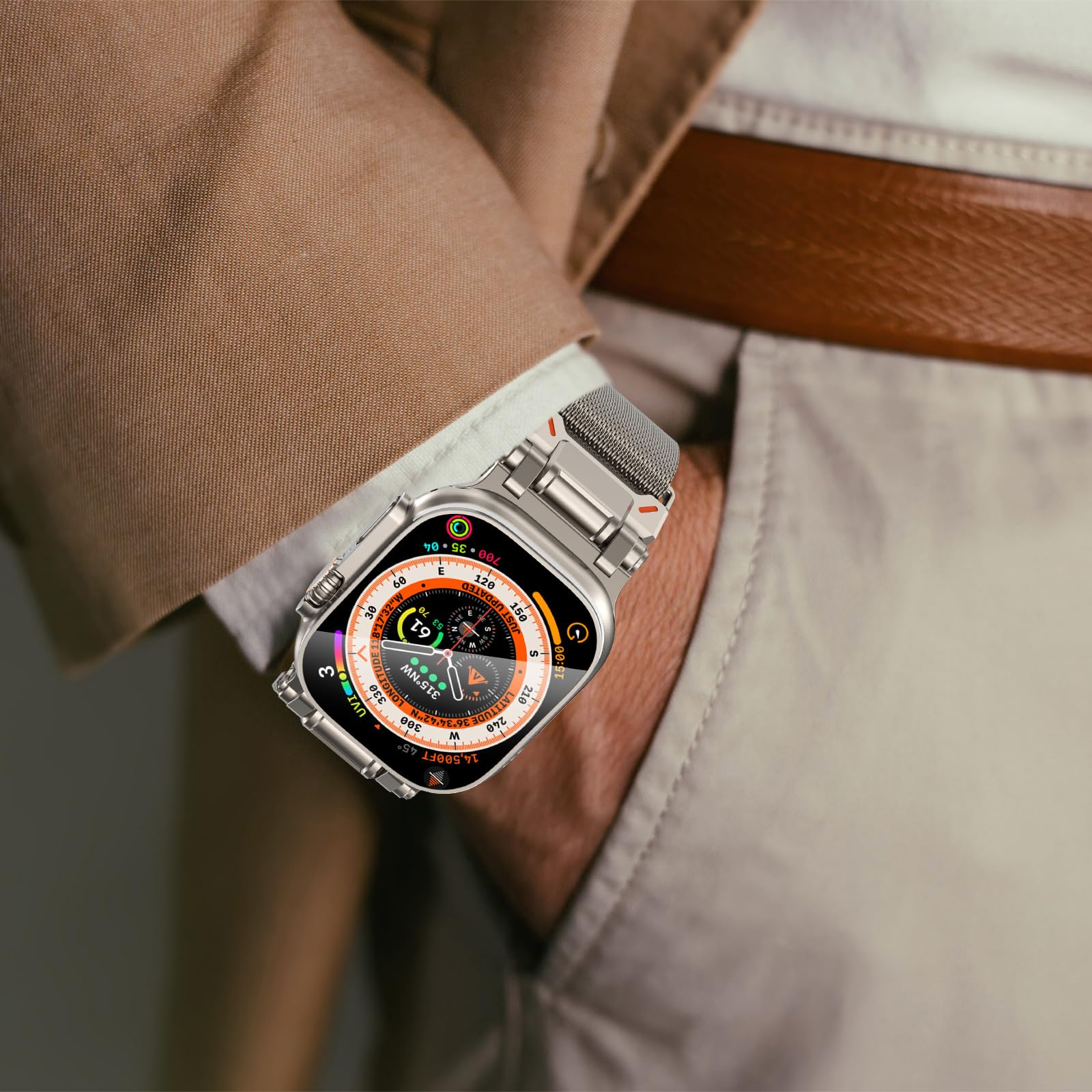 NewWays Metal Strap Compatible with Apple Watch Straps 49mm 46mm 45mm 44mm 42mm(Series 3 2 1),Milanese Magnetic Replacement Band for iWatch Ultra 3 2 1 Series 11 10 9 8 7 6 5 4 3 2 1 SE,Titanium