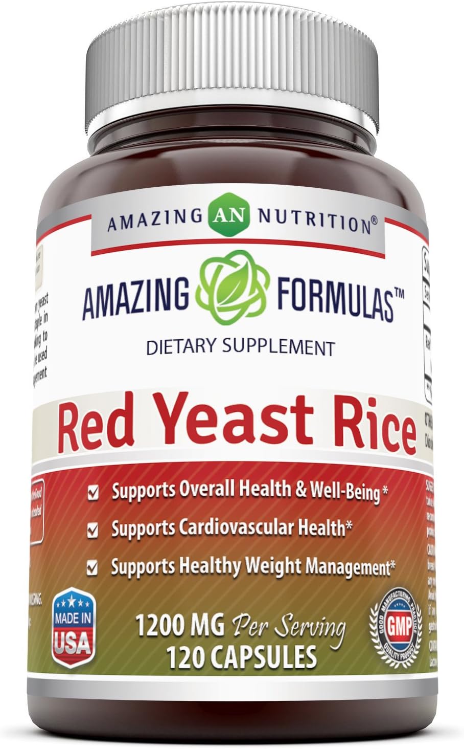 Amazing Nutrition Red Yeast Rice 1200mg Per Serving Capsules: Health & Personal Care