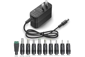 XHUCHINMAL 12V Power Supply AC Adapter 12 Volt Charger Universal Power Adapter for DC in 12V Power Cord with 10 Interchangeable Jacks for 1000mA 900mA 800mA 700mA 600mA 500mA 400mA 300mA 200mA 100mA Electronic