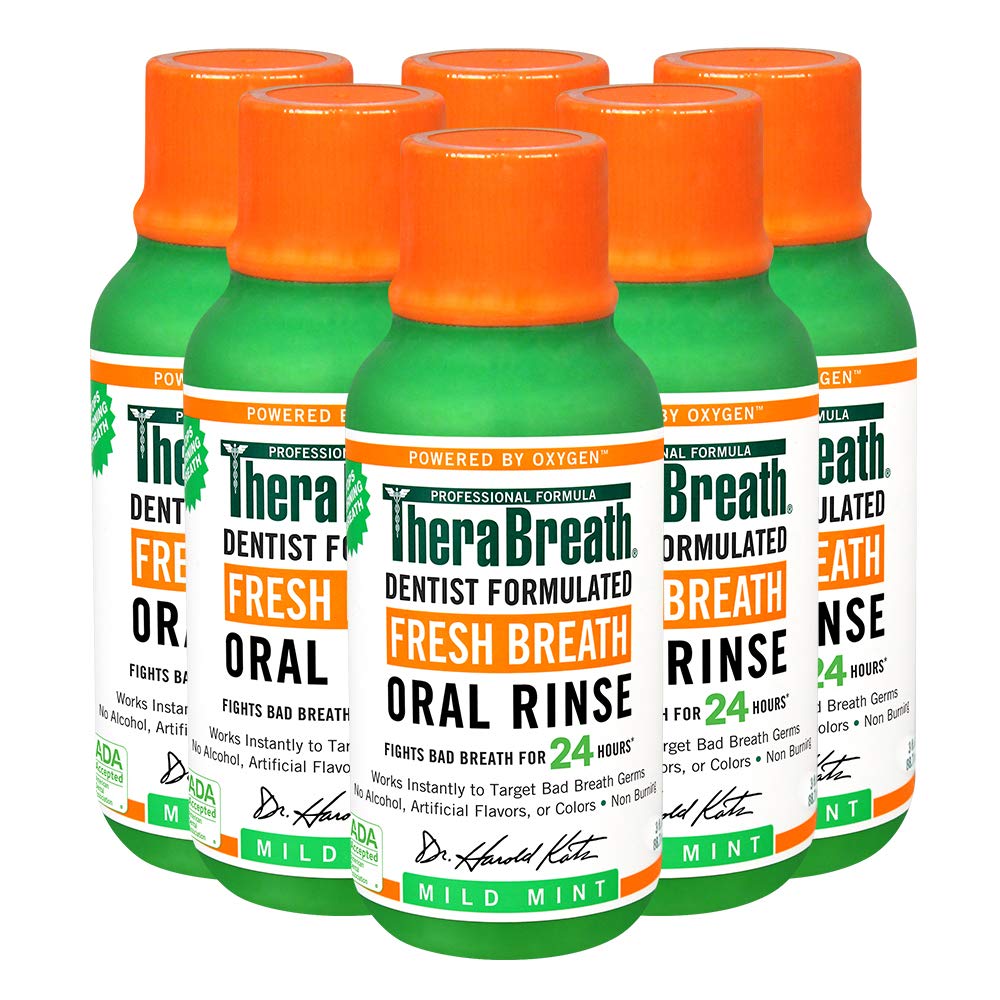 Photo 1 of *** SINGLE BOTTLE ***TheraBreath Fresh Breath Dentist Formulated Oral Rinse, Mild Mint, 3 Fl Oz (Pack of 6)
