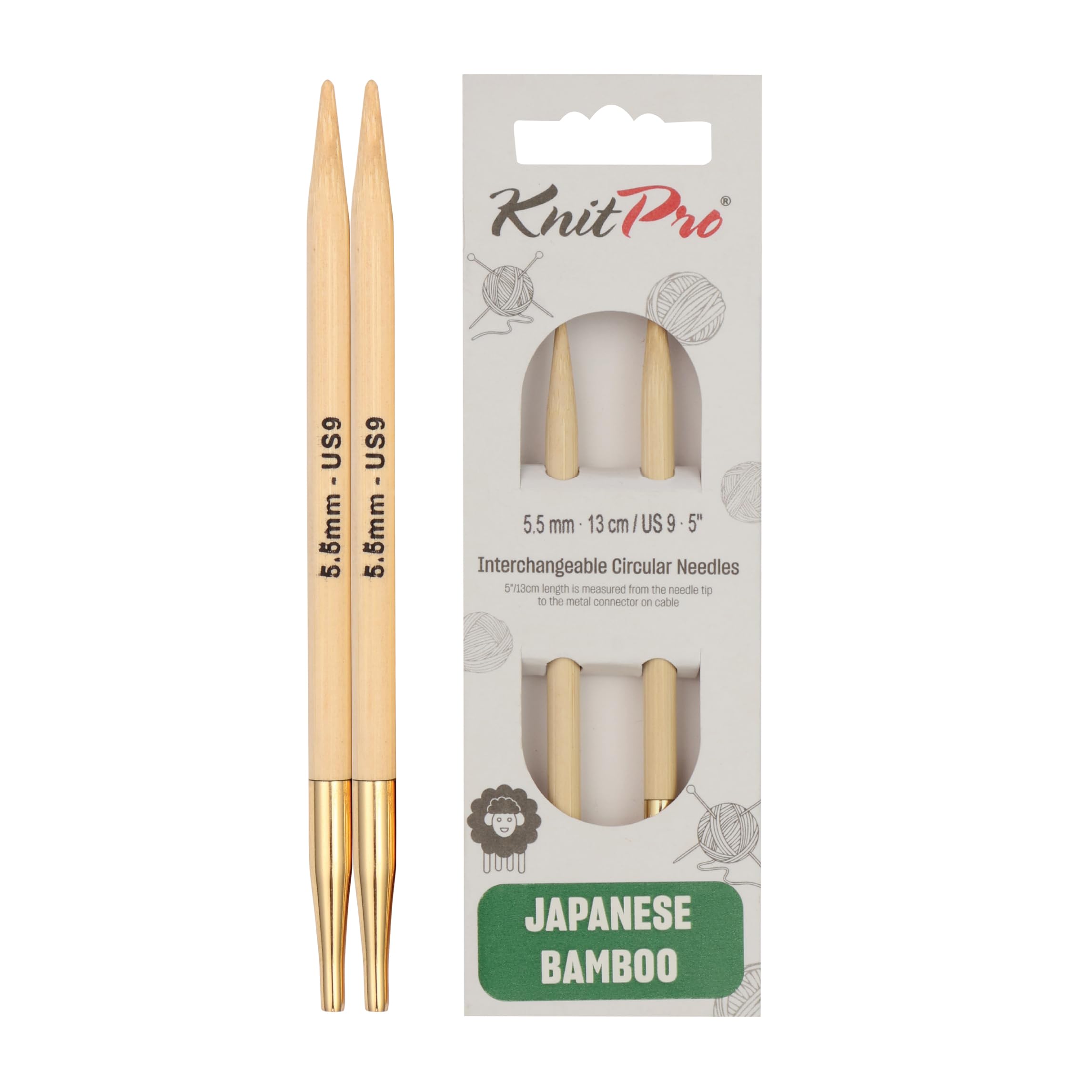 KnitPro Bamboo Interchangeable Circular Needles 5" (13cm) | 5.50mm