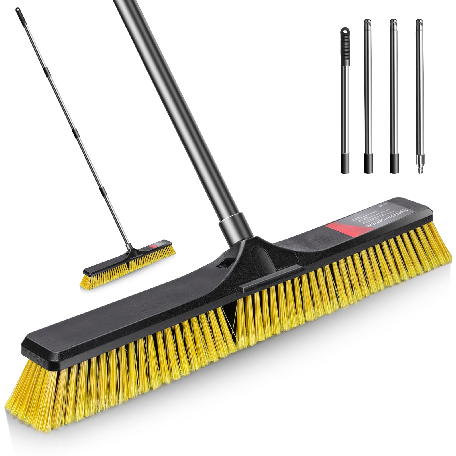 Photo 1 of 24" Push Broom,Masthome Industrial Broom with Stiff Bristles,Outdoor Broom Heavy Duty and 55" Long Handle,Heavy Duty Broom Brush for Garage Yard Patio Warehouse Concrete Floor Cleaning