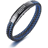 VNOX Men's Inspirational Mantra Engarved Handmade Braided Leather Adjustable Cuff Bangle Bracelet Encouragement Motivational Gift for Men