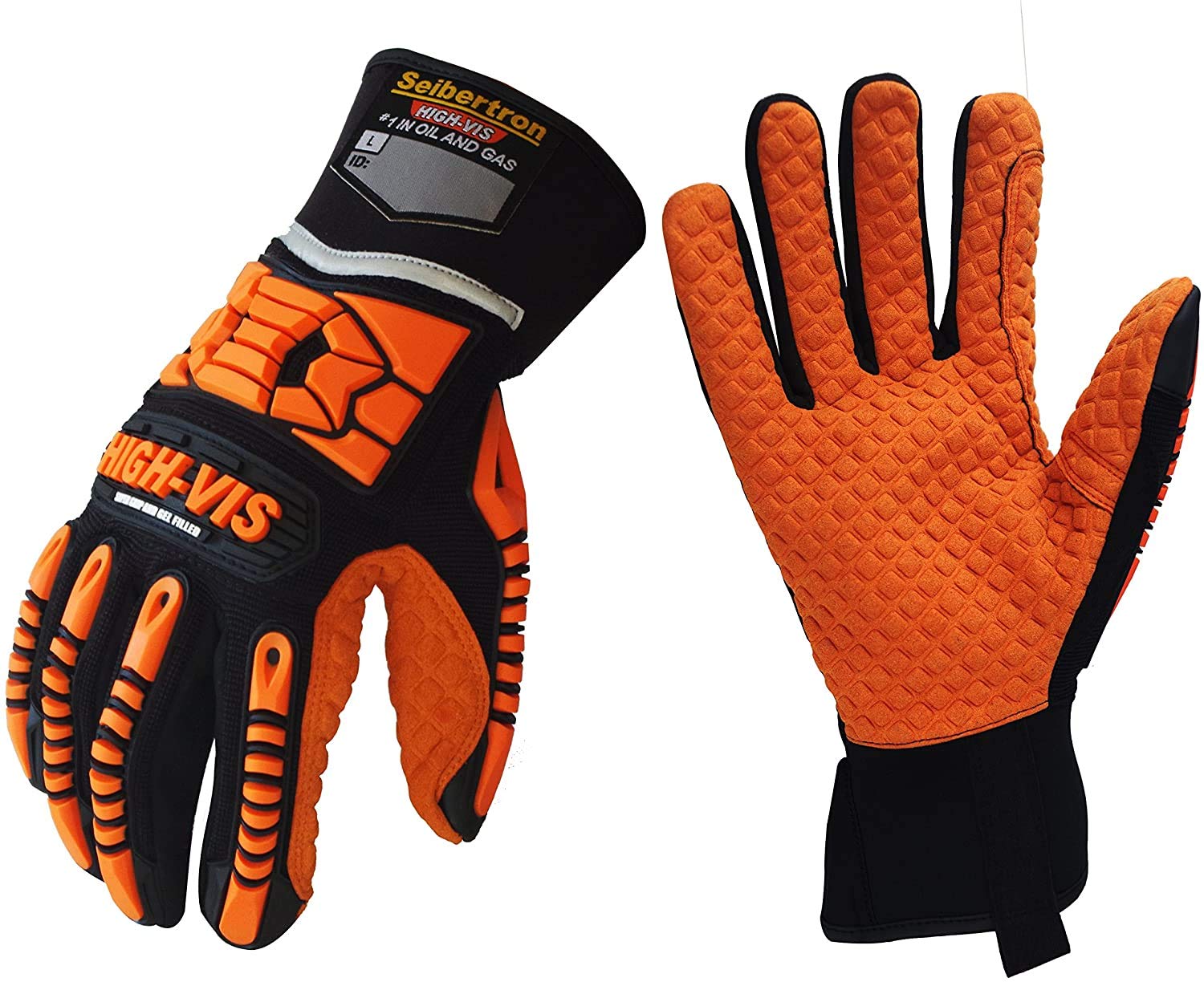 Seibertron HIGH-VIS SDXO2 Supergrip and GEL Filled Water Resistant Impact Protection Gloves L