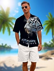Hawaiian Shirt for Men Summer Beach Casual Short