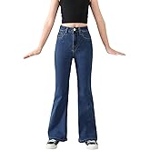 Floerns Girls Casual Denim Pants High Waist Flare Leg Jeans with Pocket