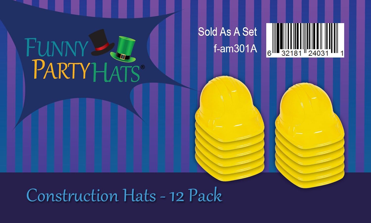 Yellow Construction Hat for Adults - 12 Plastic Builder Hats by Funny Party Hats: Clothing