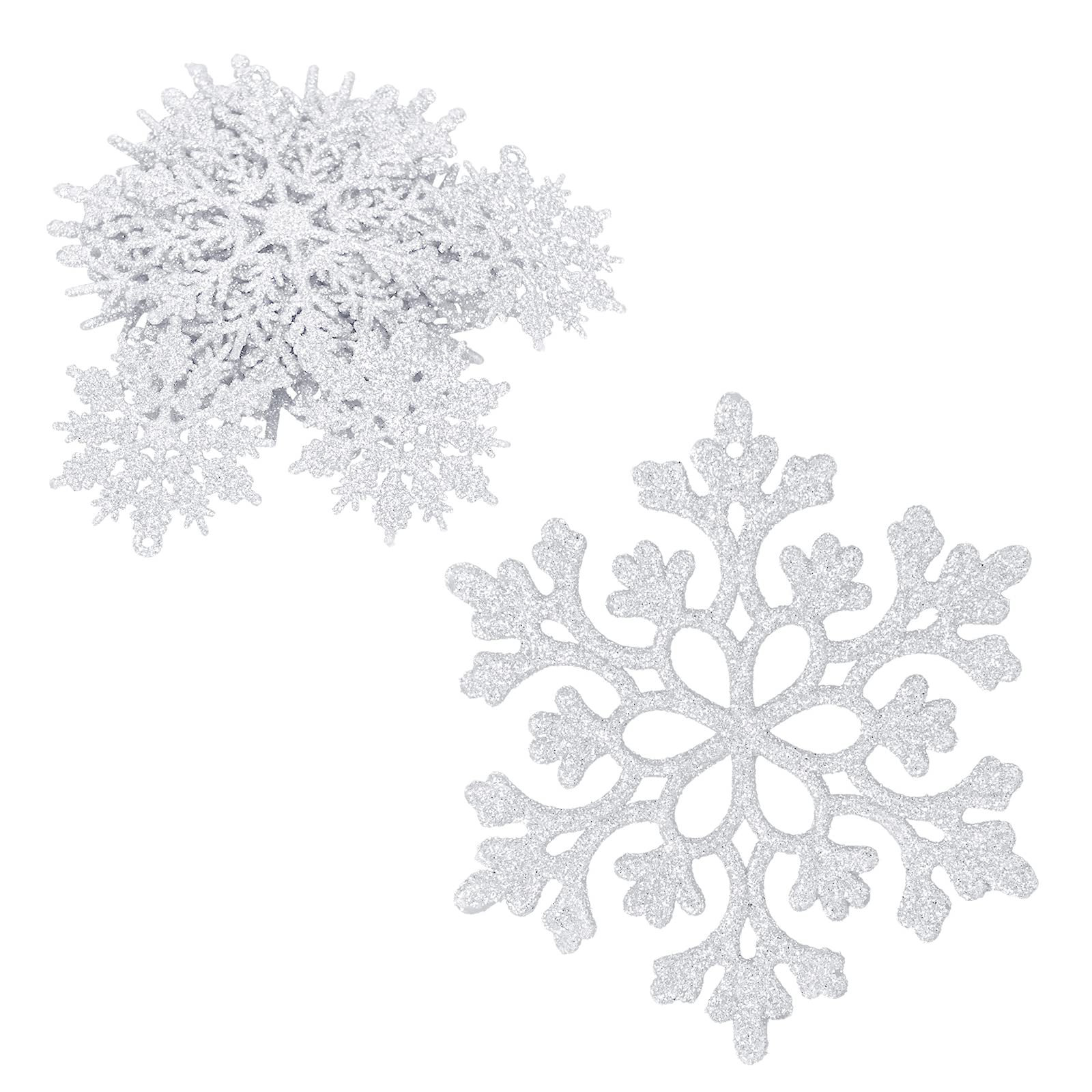 Christmas Snowflake Hanging Decorations, 36 Pack 3D Plastic Glitter Snowflakes Ornaments for Christmas Tree Party Decoration Xmas Home Decor (White)
