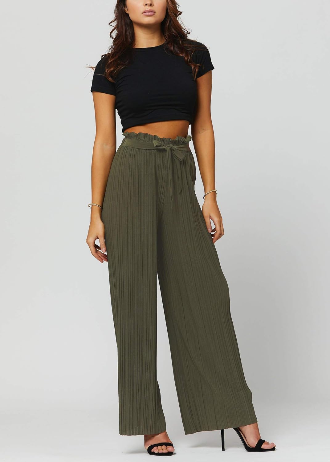 Premium Stretch Palazzo Pants for Women - High Waisted Micro Pleated - Regular and Plus Sizes at  Women’s Clothing store
