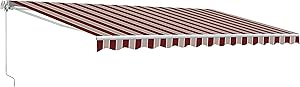 ALEKO AWM20X10MSRED19 Retractable Motorized Patio Awning 20 x 10 Multi-Stripe Red