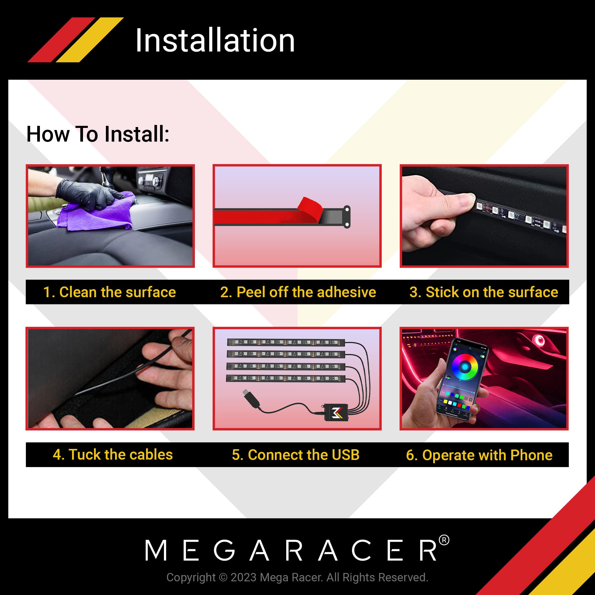 Performance Mega Racer Controller Translucent Mua Mega Racer RGB Car LED Lights Strip - Interior LED Lights for Cars ...