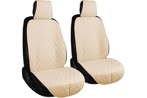 ENOGE Linen Car Seat Covers Front Seat Covers Breathable Cloth Fabric Car Seat Protector Universal Fit Most Automotive, Van, SUV, Trucks (Beige, 2 Front)