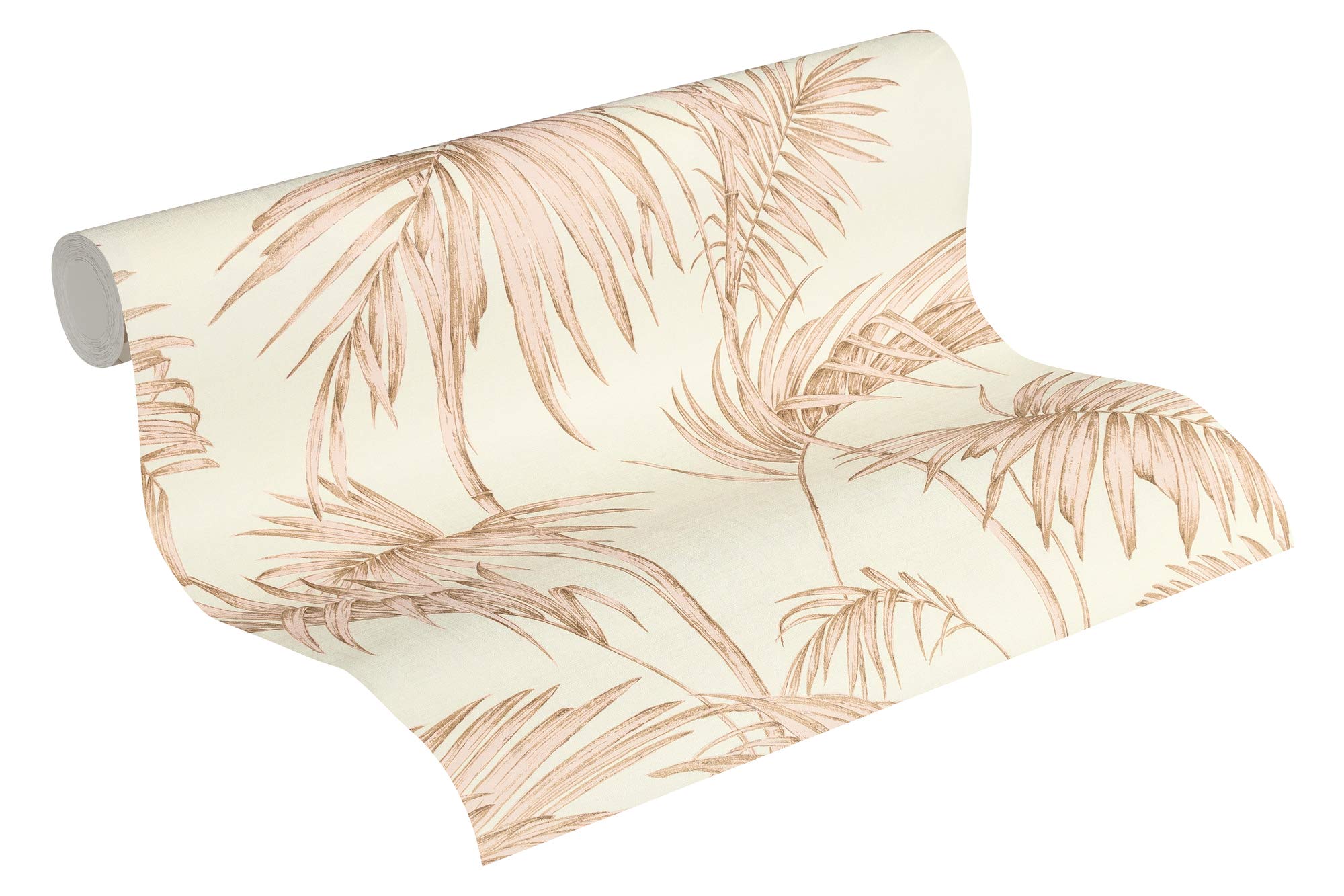 Livingwalls Palm Wallpaper Metropolitan Stories Non-Woven Lola - Paris 10.05 m x 0.53 m Pink Beige Creme Made in Germany 369193 36919-3