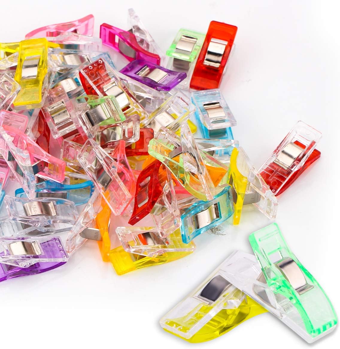 Morsler 100 Pack Multicolor Sewing Clips Quilting Clips for Sewing, Quilting, Crocheting, Crafting and Knitting