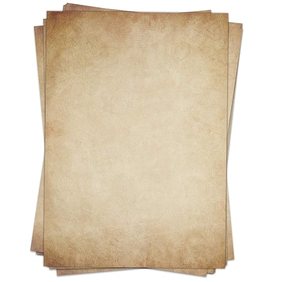 50 x Briefpapier Vintage DIN A4 - beidseitig Altes Papier/Edle Briefpapiere im Vintage Look im Set/Antik Retro Look