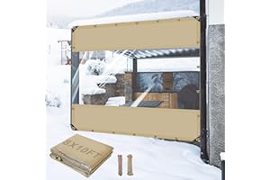 BIGGUN Outdoor Vinyl Curtains for Patio Waterproof - 24 Oz Heavy Duty Porch Enclosure with Brass Grommets, Clear PVC Screen Panels Wind Blocker for Winter Outside 8x10ft Porch Balcony Pergola Gazebos