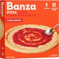 Banza Plain Crust Frozen Pizza from Chickpeas - High Protein, Gluten Free, Lower Carb Vegan Pizza Crust - 2 Pack, 13.4oz