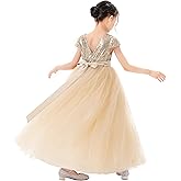 ekidsbridal Sequins V-Back Cap Sleeves Formal Flower Girl Dresses for Junior Pageants 323