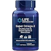 Life Extension Super Omega-3 EPA/DHA Fish Oil, Sesame Lignans & Olive Extract – Cognitive Health, Cholesterol Health Support, Gluten-Free, Non-GMO, 120 Softgels