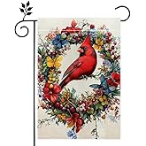 Spring Cardinal Bird Garden Flag Colorful Flowers Summer Welcome Yard Outdoor Flag 12x18 Inch Double Sided