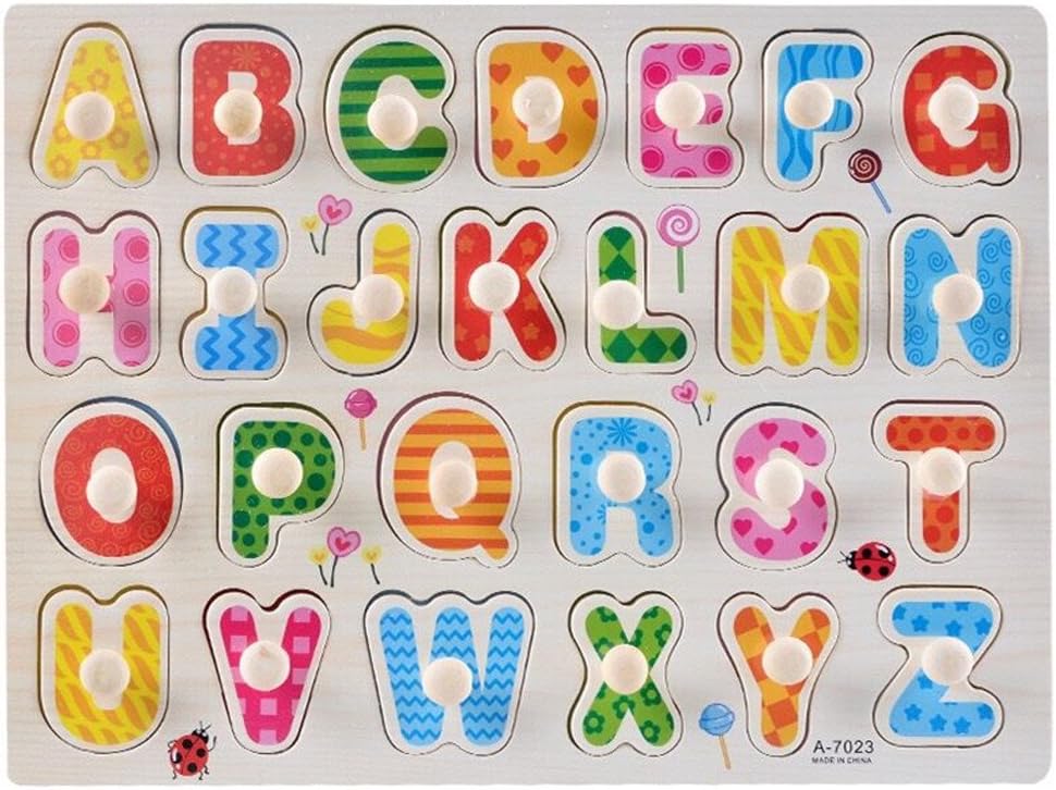 MengTing Wooden Learning Colorful Alphabet Puzzle Board for Child
