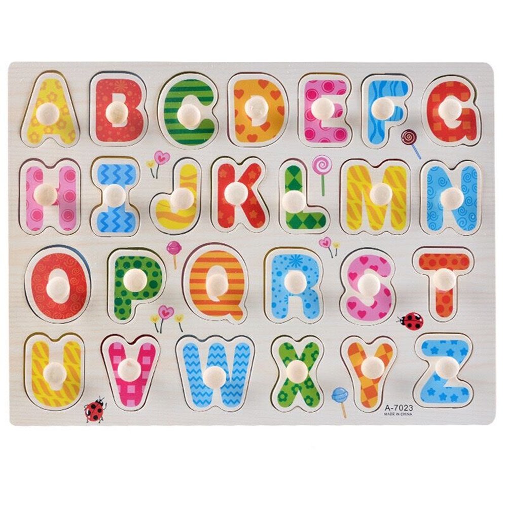 MengTing Wooden Learning Colorful Alphabet Puzzle Board for Child