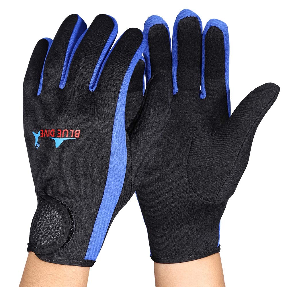 VGEBY1 Diving Gloves, Neoprene Scuba Diving Gloves Water Sport Equipment Perfect for Sailing, Paddling(M-Black Blue) Diving Water Sports
